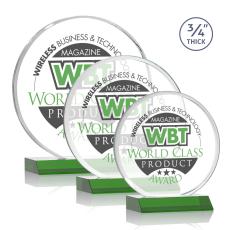 Blackpool Full Color Green Circle Crystal Award - Awards and Trophies