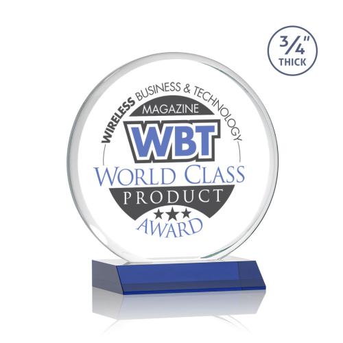 Awards and Trophies - Full Color Imprint - Blackpool Full Color Blue Circle Crystal Award