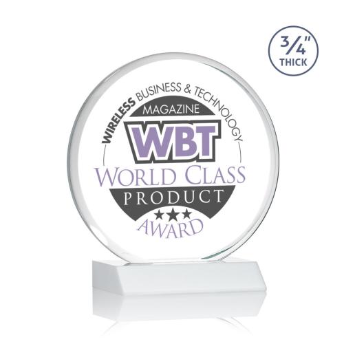 Awards and Trophies - Full Color Imprint - Blackpool Full Color White Circle Crystal Award