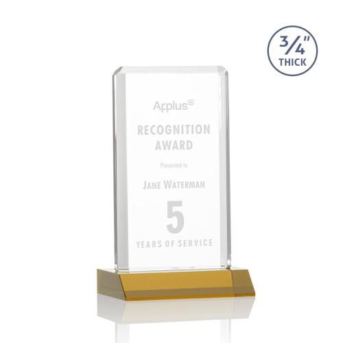 Awards and Trophies - Crystal Awards - Southport Amber Rectangle Crystal Award