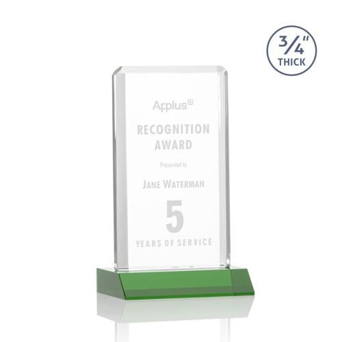 Awards and Trophies - Crystal Awards - Southport Green Rectangle Crystal Award