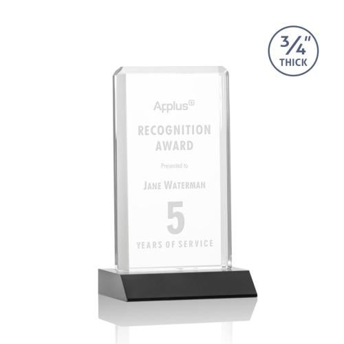 Awards and Trophies - Crystal Awards - Southport Black Rectangle Crystal Award