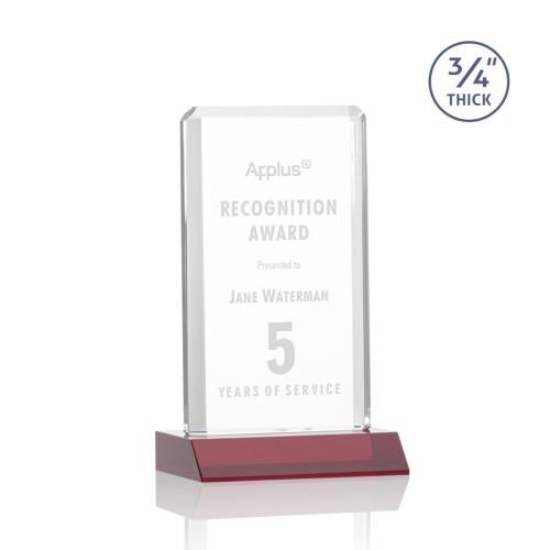 Awards and Trophies - Crystal Awards - Southport Red Rectangle Crystal Award