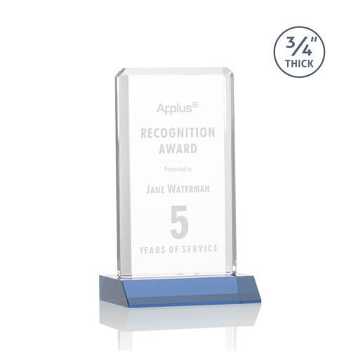 Awards and Trophies - Crystal Awards - Southport Sky Blue Rectangle Crystal Award