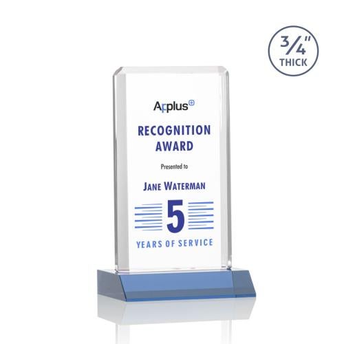 Awards and Trophies - Full Color Imprint - Southport Full Color Sky Blue Rectangle Crystal Award