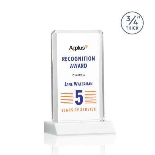 Awards and Trophies - Full Color Imprint - Southport Full Color White Rectangle Crystal Award