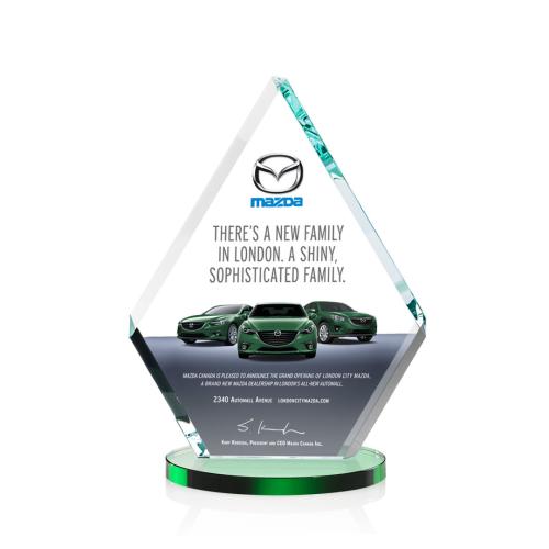 Awards and Trophies - Crystal Awards - Canton Full Color Green  Diamond Crystal Award