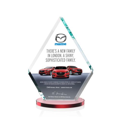 Awards and Trophies - Crystal Awards - Canton Full Color Red  Diamond Crystal Award