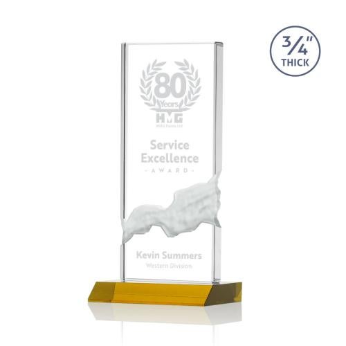 Awards and Trophies - Crystal Awards - Poole Amber Rectangle Crystal Award