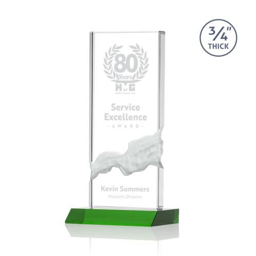 Awards and Trophies - Crystal Awards - Poole Green Rectangle Crystal Award