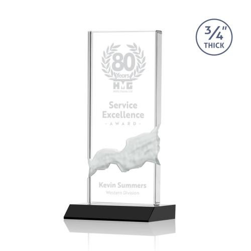 Awards and Trophies - Crystal Awards - Poole Black Rectangle Crystal Award