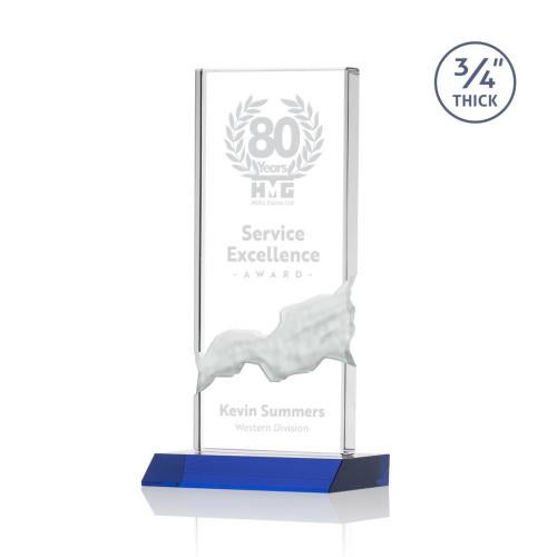 Awards and Trophies - Crystal Awards - Poole Blue Rectangle Crystal Award