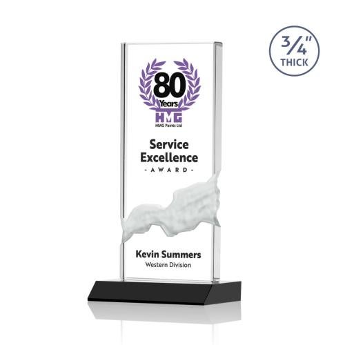 Awards and Trophies - Crystal Awards - Poole Full Color Black Rectangle Crystal Award