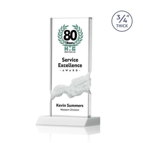 Awards and Trophies - Crystal Awards - Poole Full Color White Rectangle Crystal Award