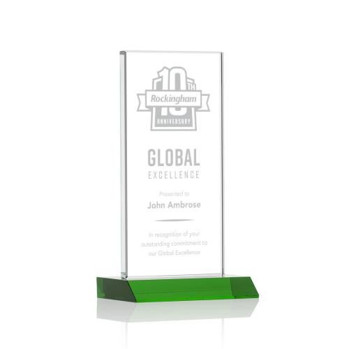 Awards and Trophies - Crystal Awards - Bolton Green Rectangle Crystal Award