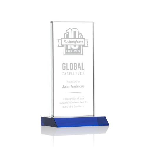 Awards and Trophies - Crystal Awards - Bolton Blue Rectangle Crystal Award