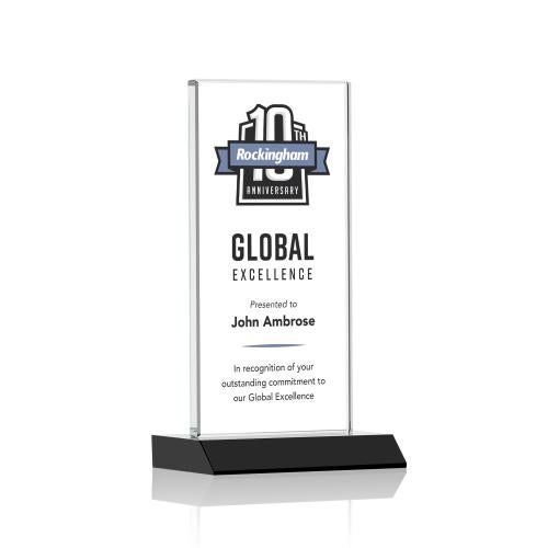 Awards and Trophies - Crystal Awards - Bolton Full Color Black  Rectangle Crystal Award