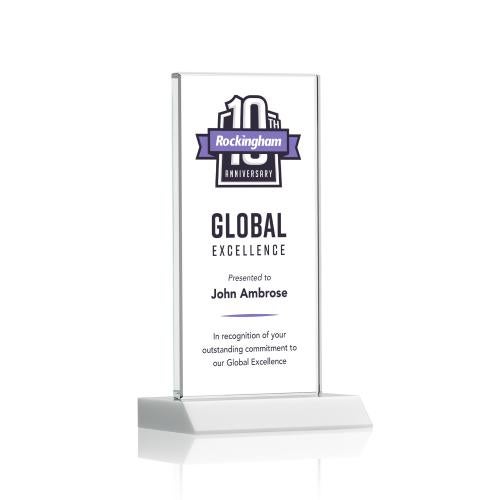 Awards and Trophies - Crystal Awards - Bolton Full Color White Rectangle Crystal Award