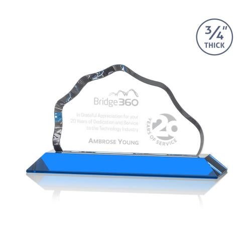 Awards and Trophies - Crystal Awards - Petersen Sky Blue  Crystal Award