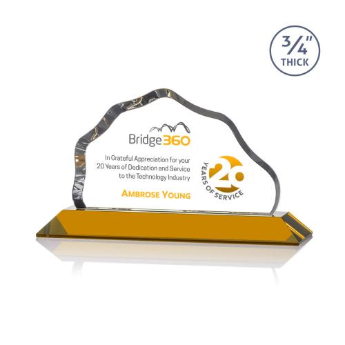 Awards and Trophies - Crystal Awards - Petersen Full Color Amber  Crystal Award