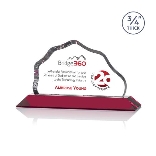 Awards and Trophies - Crystal Awards - Petersen Full Color Red  Crystal Award