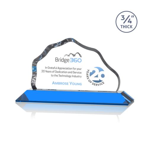 Awards and Trophies - Crystal Awards - Petersen Full Color Sky Blue Crystal Award