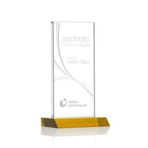 Awards and Trophies - Crystal Awards - Keane Liquid&trade; Amber Rectangle Crystal Award