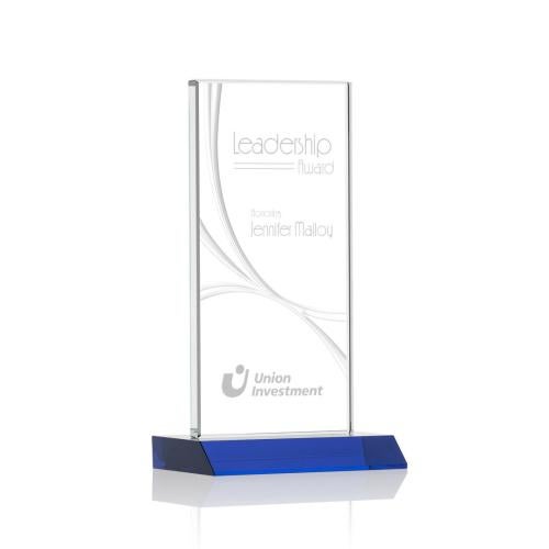 Awards and Trophies - Crystal Awards - Keane Liquid™ Blue Rectangle Crystal Award