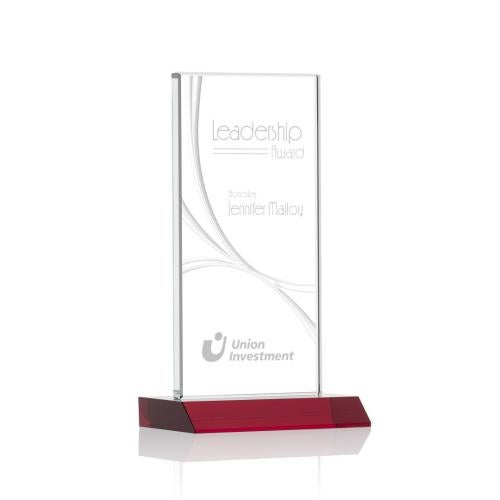Awards and Trophies - Crystal Awards - Keane Liquid™ Red  Rectangle Crystal Award