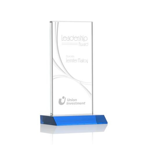 Awards and Trophies - Crystal Awards - Keane Liquid™ Sky Blue Rectangle Crystal Award