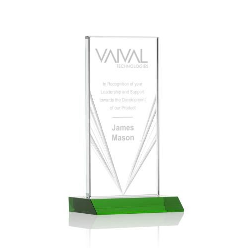 Awards and Trophies - Crystal Awards - Seaford Liquid™  Green Rectangle Crystal Award