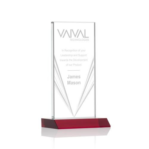 Awards and Trophies - Crystal Awards - Seaford Liquid™ Red Rectangle Crystal Award