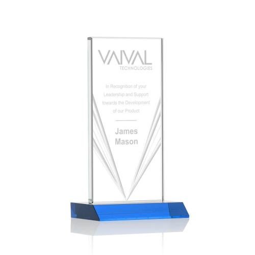 Awards and Trophies - Crystal Awards - Seaford Liquid™  Sky Blue  Rectangle Crystal Award