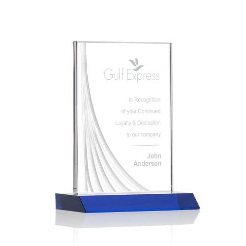 Awards and Trophies - Crystal Awards - Leighton Liquid™  Blue  Rectangle Crystal Award