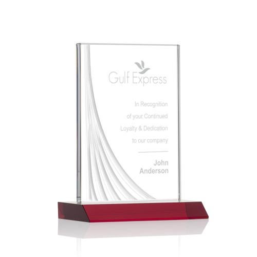 Awards and Trophies - Crystal Awards - Leighton Liquid™ Red  Rectangle Crystal Award