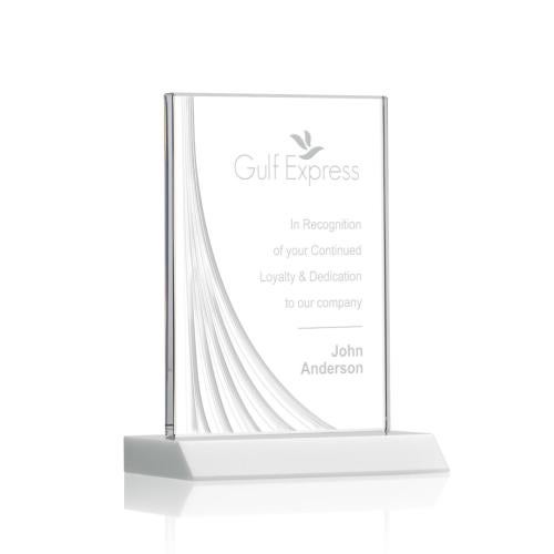 Awards and Trophies - Crystal Awards - Leighton Liquid™ White  Rectangle Crystal Award