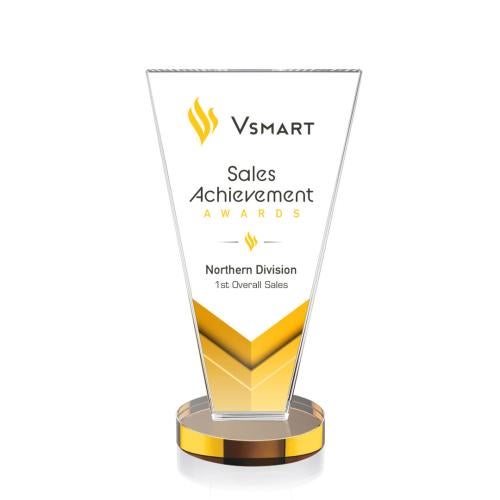 Awards and Trophies - Crystal Awards - Burney Full Color Amber Polygon Crystal Award