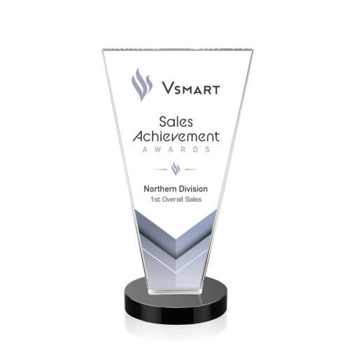 Awards and Trophies - Crystal Awards - Burney Full Color Black Polygon Crystal Award