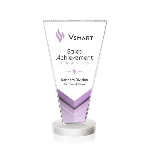 Awards and Trophies - Crystal Awards - Burney Full Color White Polygon Crystal Award