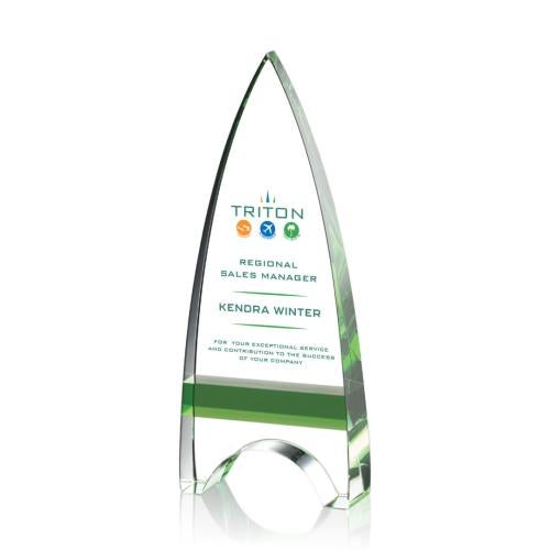 Awards and Trophies - Crystal Awards - Kent Full Color Green  Peaks Crystal Award
