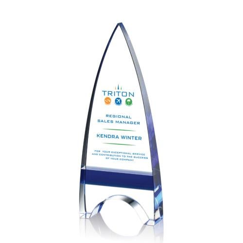 Awards and Trophies - Crystal Awards - Kent Full Color Blue Peaks Crystal Award