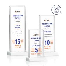 Southport Full Color White Rectangle Crystal Award - Full Color Imprint