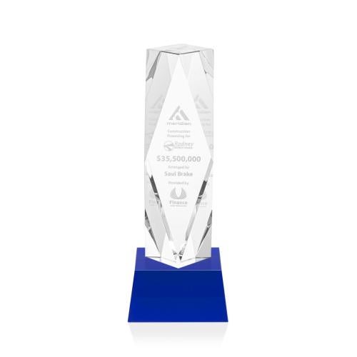 Awards and Trophies - Crystal Awards - Toscana Blue on Base Towers Crystal Award
