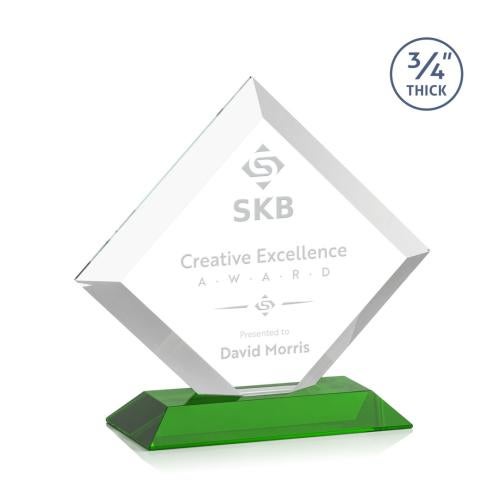 Awards and Trophies - Crystal Awards - Belaire Green Diamond Crystal Award