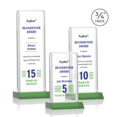 Southport Full Color Green Rectangle Crystal Award - Full Color Imprint