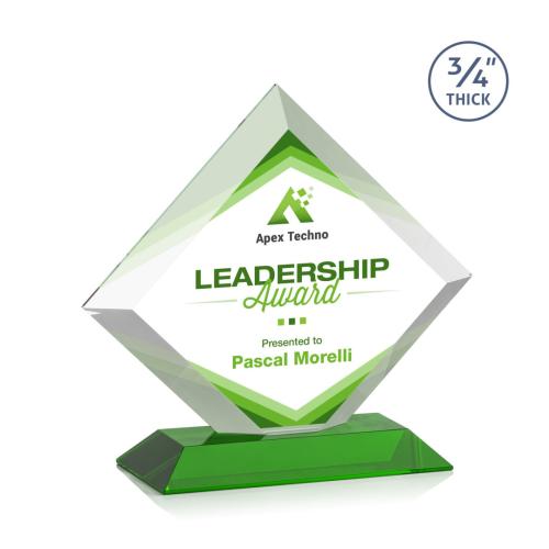 Awards and Trophies - Crystal Awards - Belaire Full Color Green Diamond Crystal Award