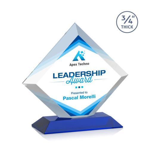 Awards and Trophies - Crystal Awards - Belaire Full Color Blue Diamond Crystal Award
