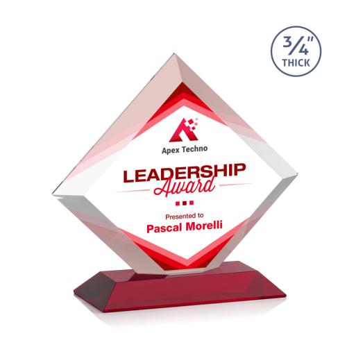 Awards and Trophies - Crystal Awards - Belaire Full Color Red Diamond Crystal Award