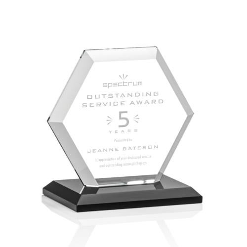 Awards and Trophies - Crystal Awards - Barnett Black Polygon Crystal Award