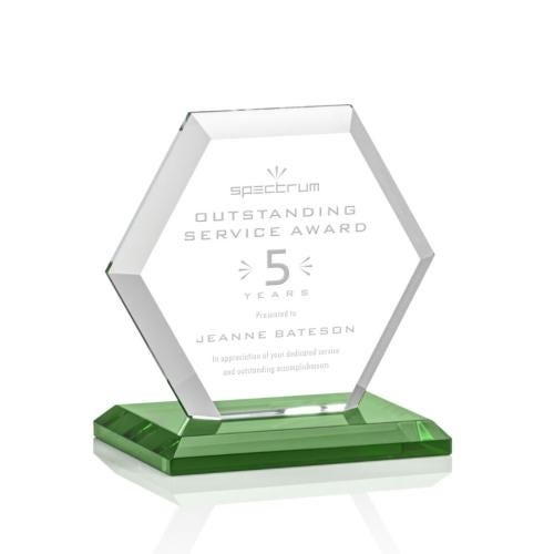 Awards and Trophies - Crystal Awards - Barnett Green Polygon Crystal Award